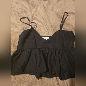 American Eagle Outfitters Black Ruffled Crop Camisole